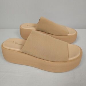 Anthropologie Slinky Platform Slide Sandals Women 10 - 10.5 / 41 Beige Chunky